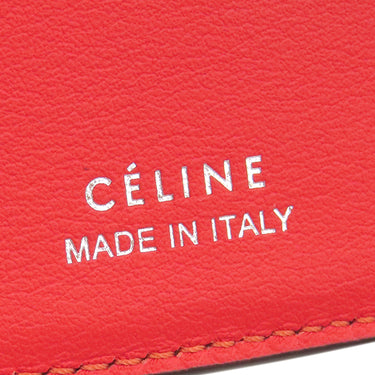 セリーヌ CELINE スモール フォールデッド マルチファンクション ベージュ×レッド レザー 三つ折り財布 シルバー金具 グレージュ バイカラー 小銭入れ