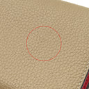 セリーヌ CELINE スモール フォールデッド マルチファンクション ベージュ×レッド レザー 三つ折り財布 シルバー金具 グレージュ バイカラー 小銭入れ
