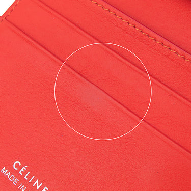 セリーヌ CELINE スモール フォールデッド マルチファンクション ベージュ×レッド レザー 三つ折り財布 シルバー金具 グレージュ バイカラー 小銭入れ