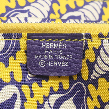 エルメス HERMES アザップロング シルクイン パープル エバーカラー 長財布 シルバー金具 紫 黄色 貝殻 ラウンドジップ 2026年製