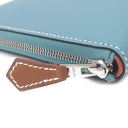 エルメス HERMES アザップロング シルクイン ニューブルージーン ヴォーエプソン 長財布 シルバー金具 水色 茶 ラウンドジップ