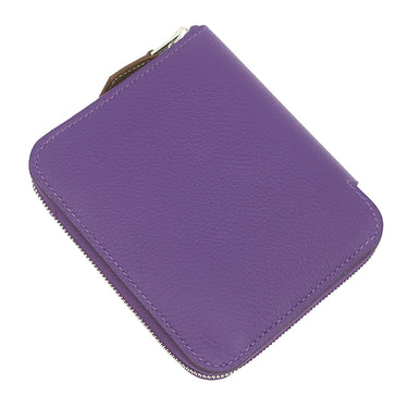 エルメス HERMES アザップ シルクイン コンパクト パープル エバーカラー コインケース シルバー金具 紫 黄色 貝殻 ラウンドジップ 2026年製