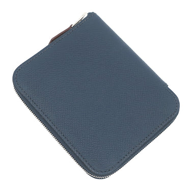 エルメス HERMES アザップ シルクイン コンパクト ブルードプリュス ヴォーエプソン コインケース シルバー金具 紺 ラウンドジップ