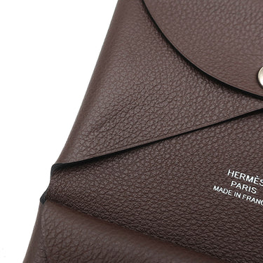 エルメス HERMES カルヴィ デュオ ショコラ エバーカラー カードケース シルバー金具 フラグメントケース