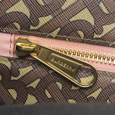 バーバリー BURBERRY TBモノグラム ブックトート ブラウン×ピンク PVC レザー トートバッグ ゴールド金具