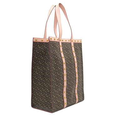 バーバリー BURBERRY TBモノグラム ブックトート ブラウン×ピンク PVC レザー トートバッグ ゴールド金具