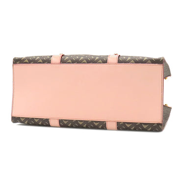 バーバリー BURBERRY TBモノグラム ブックトート ブラウン×ピンク PVC レザー トートバッグ ゴールド金具