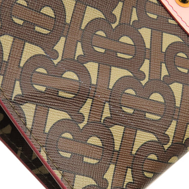 バーバリー BURBERRY TBモノグラム ブックトート ブラウン×ピンク PVC レザー トートバッグ ゴールド金具