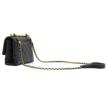 シャネル CHANEL マトラッセ チェーンショルダー ブラック レザー ショルダーバッグ ヴィンテージ金具 ココマーク パールハンドル