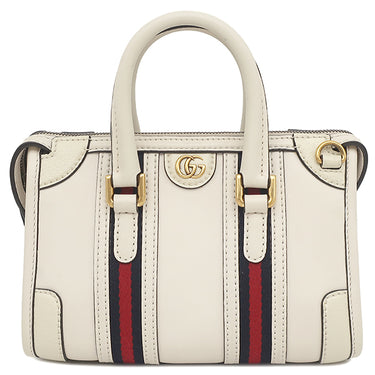 グッチ GUCCI ミニ トップハンドルバッグ 715771 ホワイト レザー 2WAYバッグ ゴールド金具 ウェブストライプ シェリーライン ショルダー