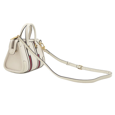 グッチ GUCCI ミニ トップハンドルバッグ 715771 ホワイト レザー 2WAYバッグ ゴールド金具 ウェブストライプ シェリーライン ショルダー