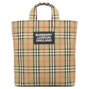 バーバリー BURBERRY ヴィンテージチェック トート 8017740 ベージュ×レッド キャンバス 2WAYバッグ チェック柄 ショルダー A4 大容量