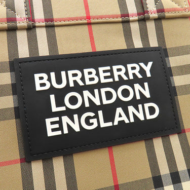 バーバリー BURBERRY ヴィンテージチェック トート 8017740 ベージュ×レッド キャンバス 2WAYバッグ チェック柄 ショルダー A4 大容量
