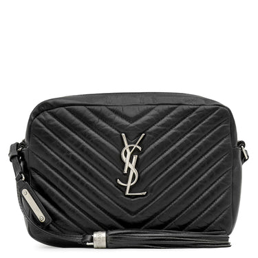 イヴ・サンローラン Yves Saint Laurent ルー カメラバッグ 468537 ブラック レザー ショルダーバッグ シルバー金具 YSL カサンドラ タッセル付き