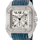 腕時計 カルティエ Cartier サントス100 XL クロノグラフ W20090X8 自動巻き メンズ ダイヤ スクエア ローマン スモールセコンド