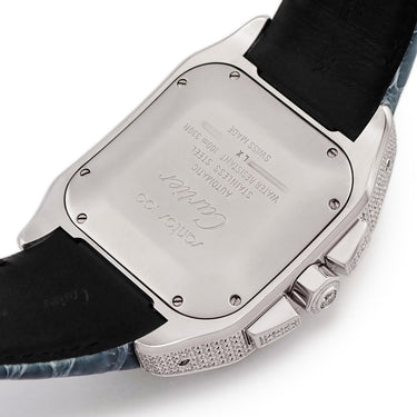 腕時計 カルティエ Cartier サントス100 XL クロノグラフ W20090X8 自動巻き メンズ ダイヤ スクエア ローマン スモールセコンド