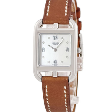 腕時計 エルメス HERMES ケープコッド PM CC1.210a クオーツ レディース 純正ダイヤ ホワイト シェル スクエア