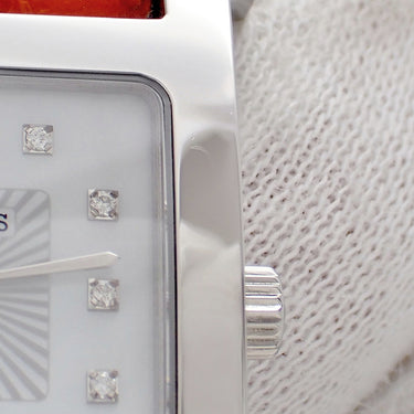 腕時計 エルメス HERMES Hウォッチ PM HH1.210 クオーツ レディース 純正ダイヤ ホワイト シェル H型 スクエア 2針