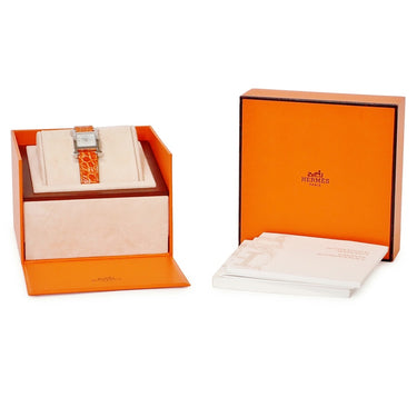 腕時計 エルメス HERMES Hウォッチ PM HH1.210 クオーツ レディース 純正ダイヤ ホワイト シェル H型 スクエア 2針