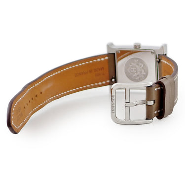腕時計 エルメス HERMES Hウォッチ PM HH1.235 クオーツ レディース 純正ダイヤ ホワイト シェル スクエア アラビア H型