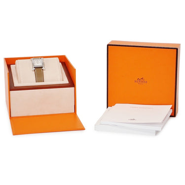 腕時計 エルメス HERMES Hウォッチ PM HH1.235 クオーツ レディース 純正ダイヤ ホワイト シェル スクエア アラビア H型