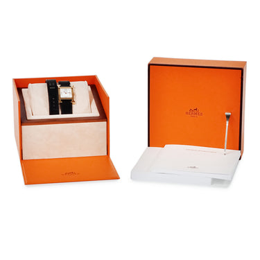 腕時計 エルメス HERMES Hウォッチ PM HH1.202 HH1.202.142/VB892 クオーツ レディース ホワイト H型 スクエア ドゥブルトゥール