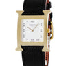 腕時計 エルメス HERMES Hウォッチ MM HH1.501 クオーツ メンズ レディース ホワイト 白 GP 金 メッキ H型 アラビア スクエア