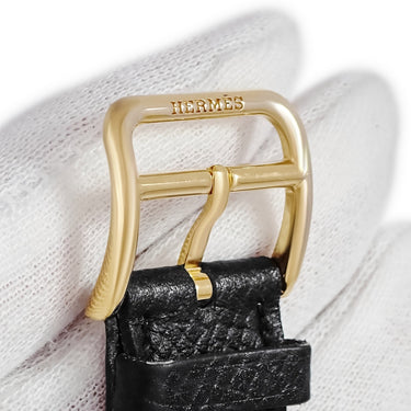 腕時計 エルメス HERMES Hウォッチ MM HH1.501 クオーツ メンズ レディース ホワイト 白 GP 金 メッキ H型 アラビア スクエア