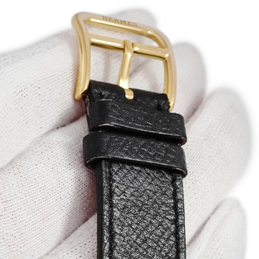 腕時計 エルメス HERMES Hウォッチ MM HH1.501 クオーツ メンズ レディース ホワイト 白 GP 金 メッキ H型 アラビア スクエア