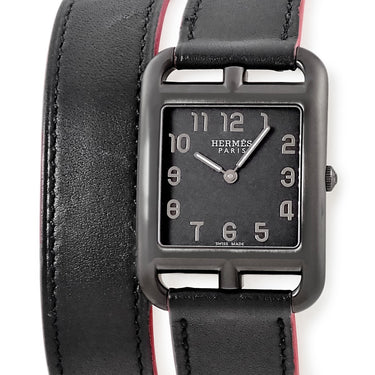 腕時計 エルメス HERMES ケープコッド GM シャドウ CC3.711 クオーツ メンズ 新品同様 ドゥブルトゥール ブラック スクエア アラビア