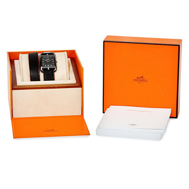 腕時計 エルメス HERMES ケープコッド GM シャドウ CC3.711 クオーツ メンズ 新品同様 ドゥブルトゥール ブラック スクエア アラビア