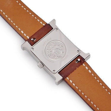 腕時計 エルメス HERMES Hウォッチ PM HH1.210 クオーツ レディース ホワイト アラビア スクエア H型 ギョーシェ
