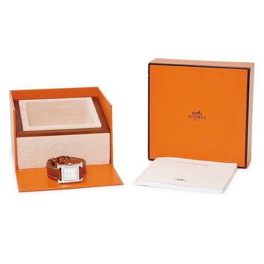 腕時計 エルメス HERMES Hウォッチ PM HH1.210 クオーツ レディース ホワイト アラビア スクエア H型 ギョーシェ