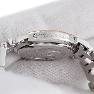 腕時計 エルメス HERMES クリッパー CL4.220 クオーツ レディース アイボリー デイト アラビア Hマークブレス