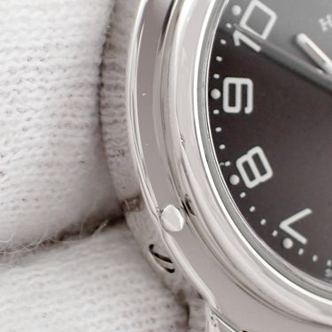 腕時計 エルメス HERMES クリッパー CL4.210 CL4.210.230/3758 クオーツ レディース グレー デイト アラビア ラウンド サンレイ