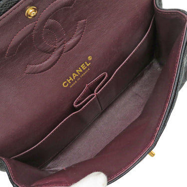 シャネル CHANEL マトラッセ25 ダブルフラップ A01112 ブラック キャビアスキン ショルダーバッグ ゴールド金具 チェーンショルダー