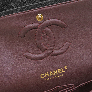 シャネル CHANEL マトラッセ25 ダブルフラップ A01112 ブラック キャビアスキン ショルダーバッグ ゴールド金具 チェーンショルダー