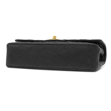 シャネル CHANEL マトラッセ25 ダブルフラップ A01112 ブラック キャビアスキン ショルダーバッグ ゴールド金具 チェーンショルダー