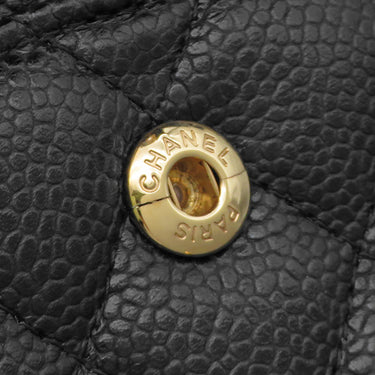 シャネル CHANEL マトラッセ25 ダブルフラップ A01112 ブラック キャビアスキン ショルダーバッグ ゴールド金具 チェーンショルダー