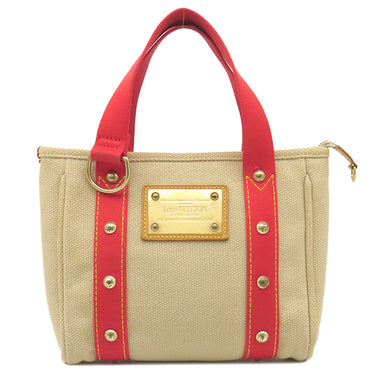ルイヴィトン LOUIS VUITTON アンティグア カバ PM M40038 ベージュ×レッド キャンバス トートバッグ ゴールド金具