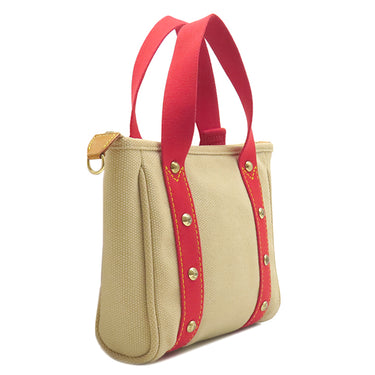 ルイヴィトン LOUIS VUITTON アンティグア カバ PM M40038 ベージュ×レッド キャンバス トートバッグ ゴールド金具