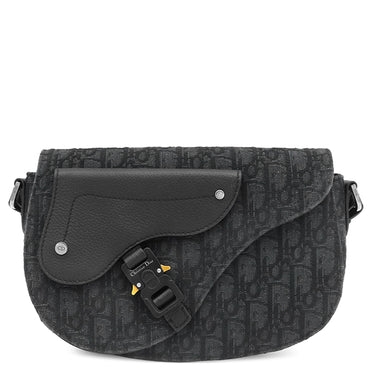 クリスチャン・ディオール Christian Dior サドル メッセンジャー 1ADPO325YKY_H03E ブラック ファブリック カーフ ショルダーバッグ シルバー金具 オブリーク ジャガード