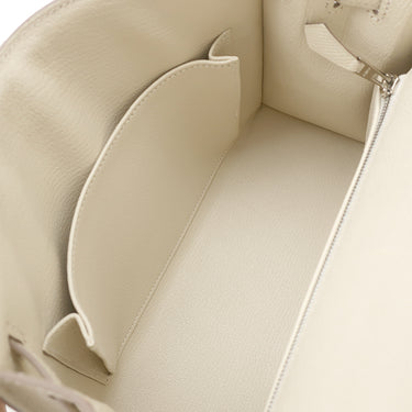エルメス HERMES ケリー25 外縫い クレ ヴォーエプソン 2WAYバッグ シルバー金具 オフホワイト