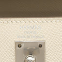 エルメス HERMES ケリー25 外縫い クレ ヴォーエプソン 2WAYバッグ シルバー金具 オフホワイト