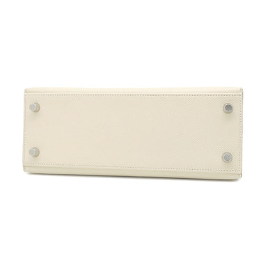 エルメス HERMES ケリー25 外縫い クレ ヴォーエプソン 2WAYバッグ シルバー金具 オフホワイト