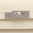 エルメス HERMES ケリー25 外縫い クレ ヴォーエプソン 2WAYバッグ シルバー金具 オフホワイト