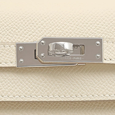 エルメス HERMES ケリー25 外縫い クレ ヴォーエプソン 2WAYバッグ シルバー金具 オフホワイト