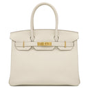エルメス HERMES バーキン30 クレ トゴ ハンドバッグ ゴールド金具 オフホワイト