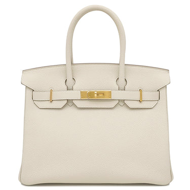 エルメス HERMES バーキン30 クレ トゴ ハンドバッグ ゴールド金具 オフホワイト