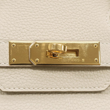 エルメス HERMES バーキン30 クレ トゴ ハンドバッグ ゴールド金具 オフホワイト